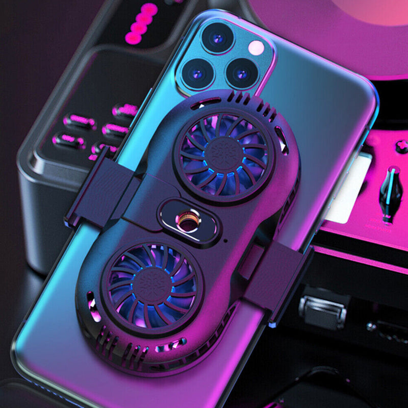 USB Mobile Phone Cooler Radiator Dual Fan Gaming Smartphone Holder Heat Sink