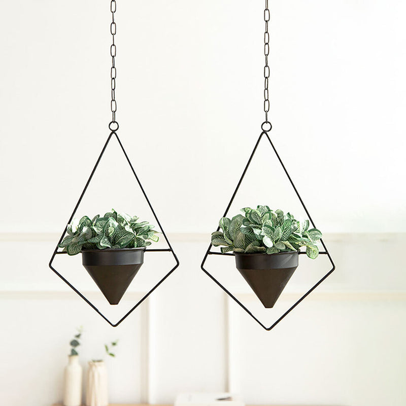 Hanging Flower Pot Hanger Chain Iron Planter Basket Holder Home Decor (A) Newly