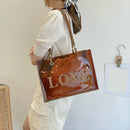 Fashion Women 2pcs Composite Bags Transparent Handbags Canvas Drawstring Pouch