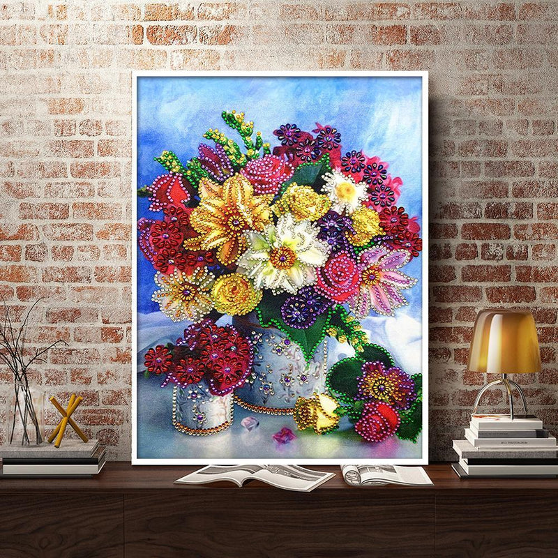 5D DIY Flower Special Shaped Diamond Painting Cross Stitch Kits Bedroom Wall Art