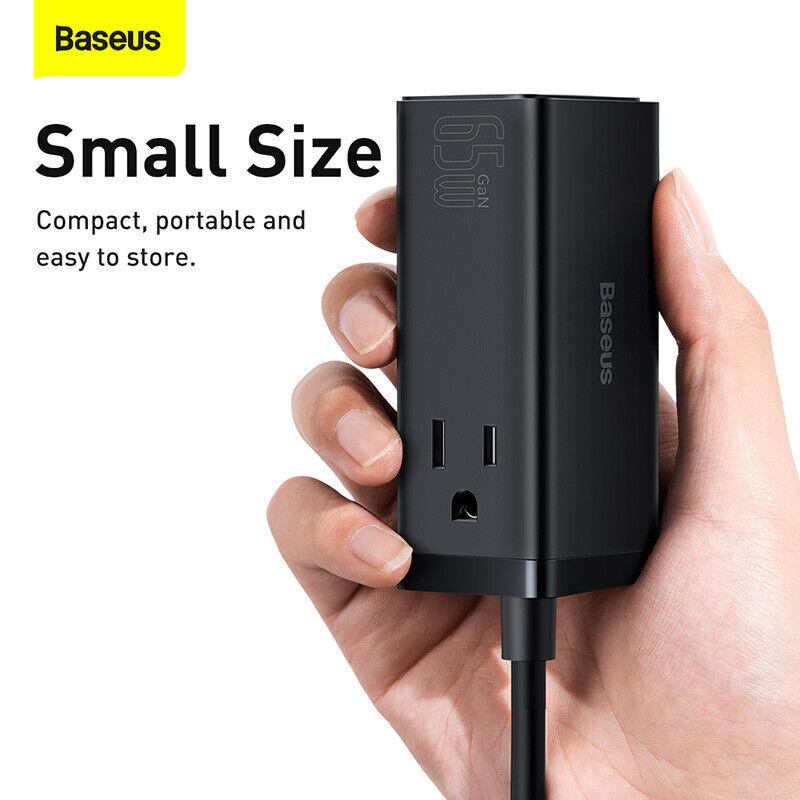 Baseus 65W GaN3 Pro Desktop Charger Power Strip Charging Station (Black) Newly