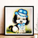 Diamond Painting Kits Full Round Blue Hat Dog DIY Handmade Art Home Decor