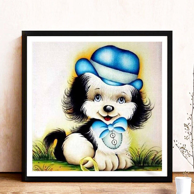 Diamond Painting Kits Full Round Blue Hat Dog DIY Handmade Art Home Decor