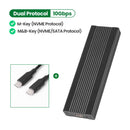 M2 SSD Disk Case Enclosure Hard Drive Box (Dual Protocol-10Gbps C-C Black)