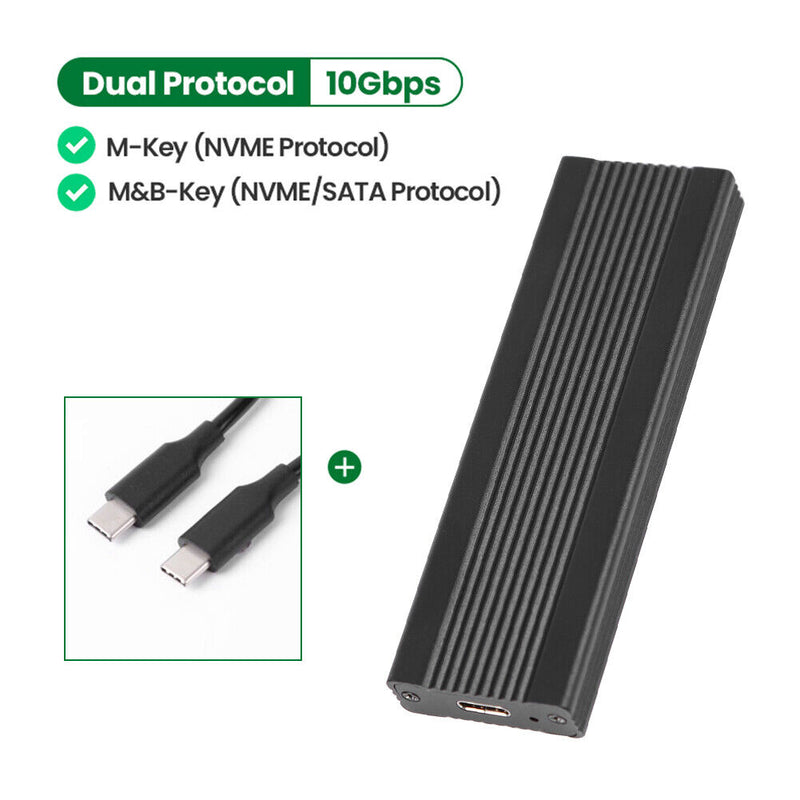 M2 SSD Disk Case Enclosure Hard Drive Box (Dual Protocol-10Gbps C-C Black)