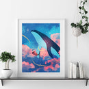 Whale in Cloud DIY Oil Paint By Numbers Paintwork for Kids Adults No Frame