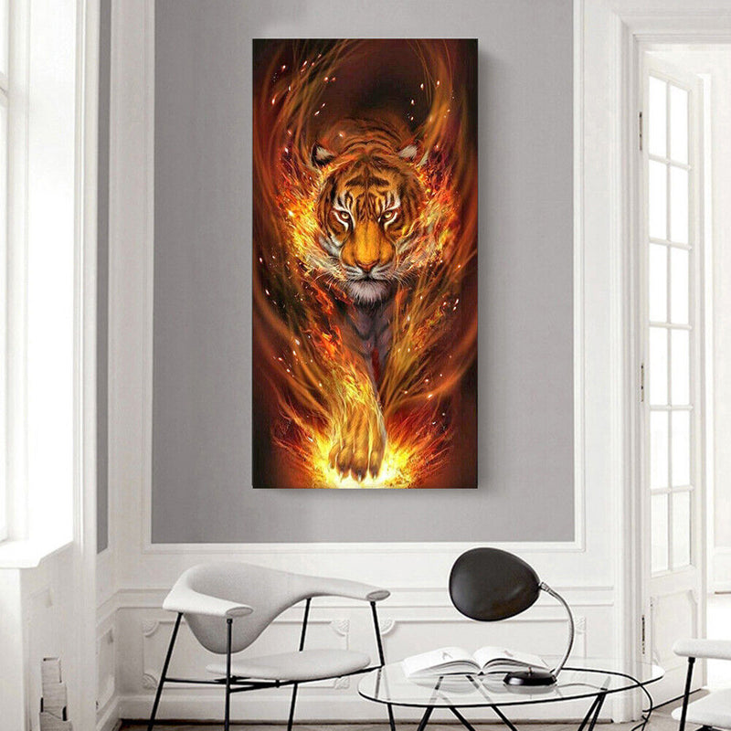 Flame Animal Oil Paint By Numbers Kits Canvas Picture DIY Wall Art Craft Sets