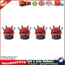 4pcs Auto Car Bling Rhinestone Black Crown Wheel Tire Valve Caps (Red) Newly