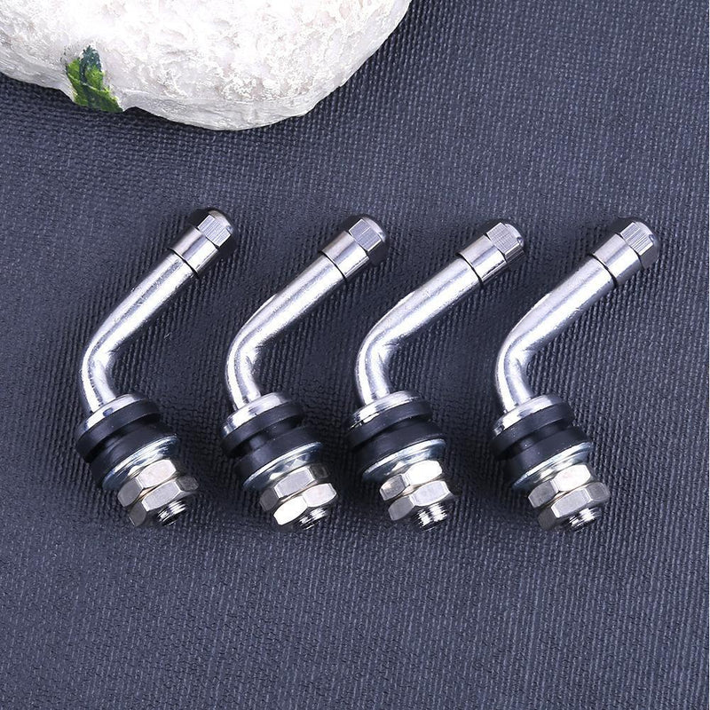 4PCS 90 Degree Angle Bolt-in Tubeless Chrome Plated Metal Tire Valve Shafts L-Shaped