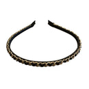 Women's Chain Hair Band Pu Leather Hair Bundle Simple Thin Headband Chain E7X3