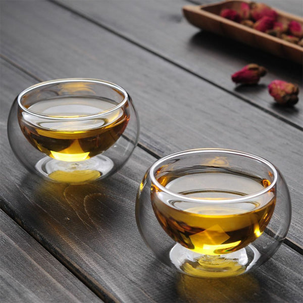 Double Wall Tea Cups Mini Glass Cup Espresso Coffee Cups Kungfu Teacup