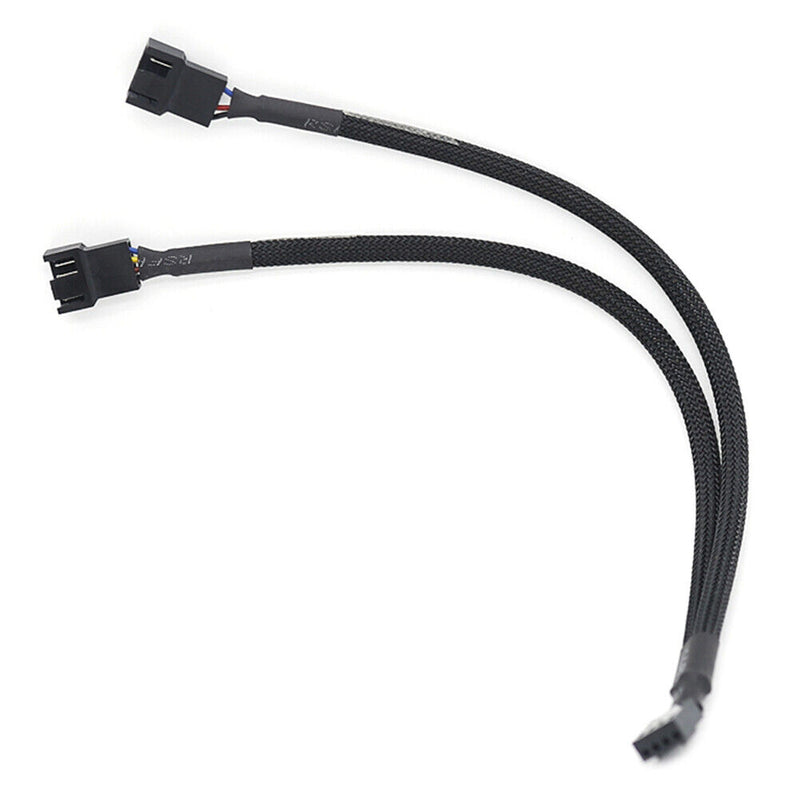CPU PC Case Fan 4 Pin Extension Y Splitter Cable 4 Pin to 3/4 Pin (Black)