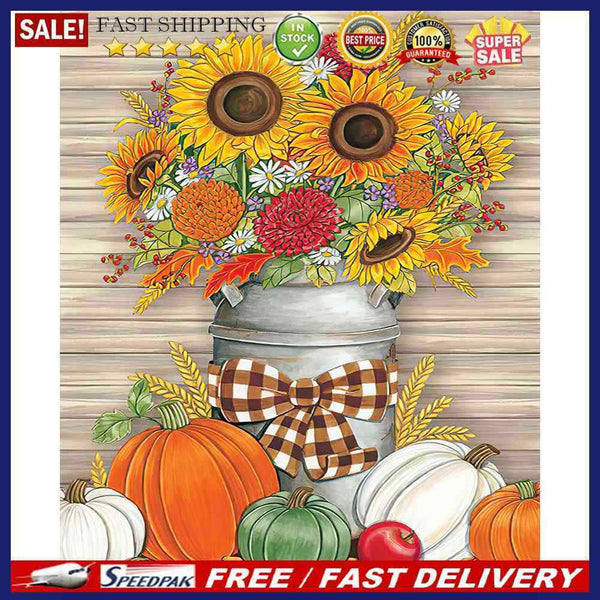 Sunflower in Vase Oil Paint By Numbers Kits DIY Handpainted on Canvas Home Decor