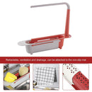 Telescopic Sink Storage Rack Holder Adjustable 2-in-1 Sink Organizer (Red)
