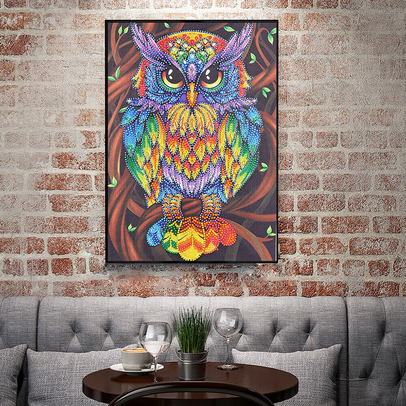 5D DIY Special Shaped Diamond Painting Owl Embroidery Mosaic Kit Home Wall Decor