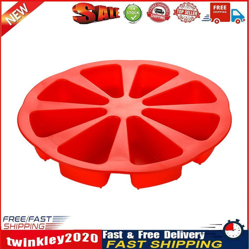 8 Grids Silicone Fondant Cake Molds Kitchen Pizza Plate Bakeware (Red) Newly