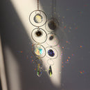 Crystal Wind Chime Star Moon Pendant Colorful Beads Hanging Drop Decor (B) Newly