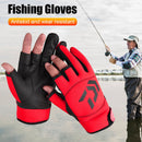 3-Finger Cut Unisex Arrow Fishing Gloves Non-Slip Angling Gloves (Red) Newly