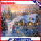 Frameless Oil Paint By Numbers DIY Christmas House Picture Craft Kit for Home