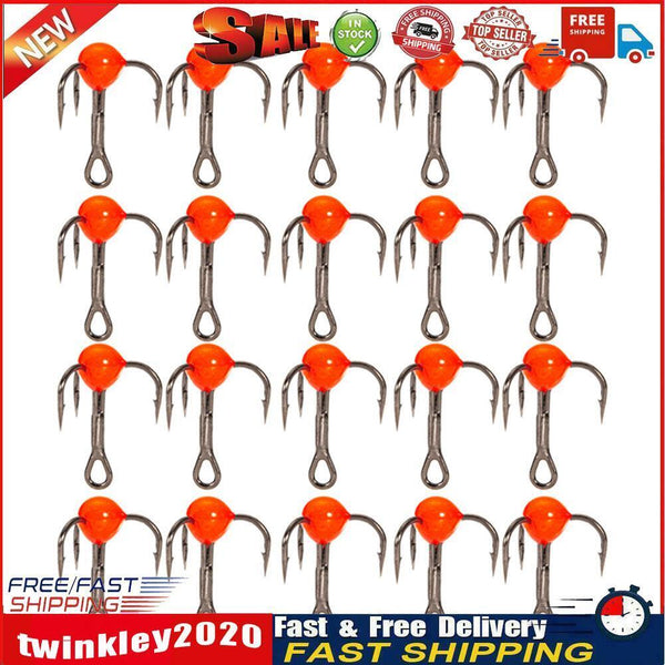 10pcs Ice Fishing Sharpened Treble Hooks Carbon Steel Mini Hook Red (10) Newly