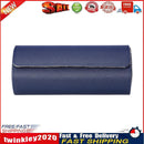3 Slots Watch Roll Travel Case Portable Leather Watch Display Box (Blue) Newly
