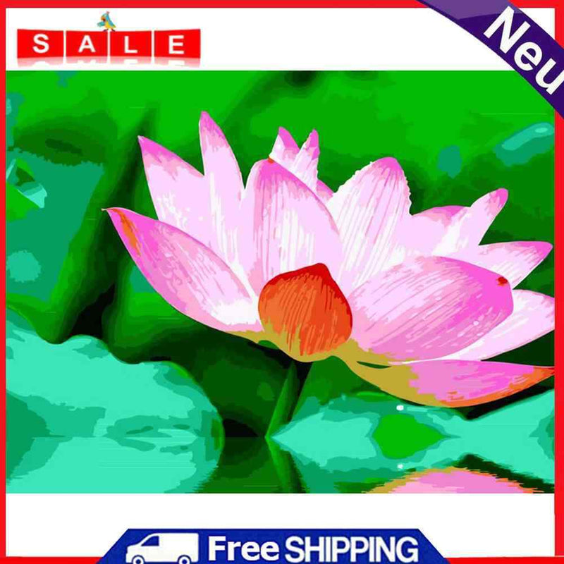 DIY Digital Painting By Numbers Lotus Frameless Canvas Picture Home Decoration