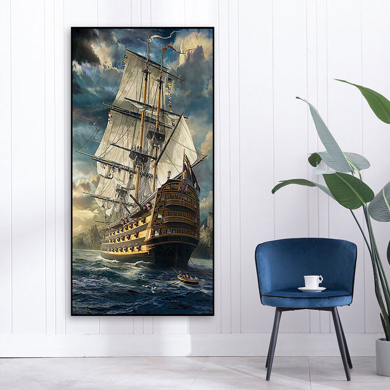Sailboat Oil Paint By Numbers Kits Canvas Picture Wall Art DIY Craft Coloring