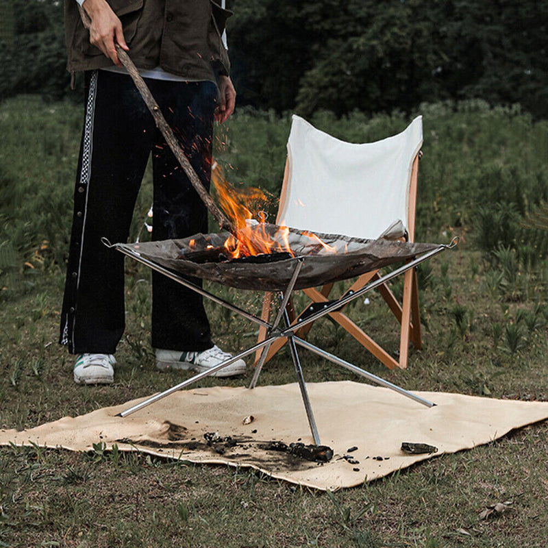 Fire Pit Mat Fiberglass Camping Stove Grill Mat for Patio Lawn (45x45cm) Newly