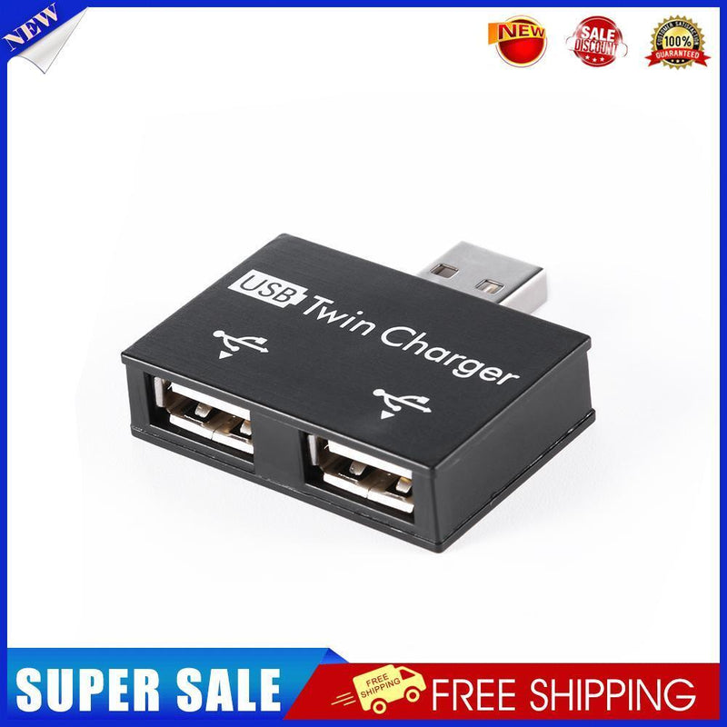 USB2.0 Male to Twin Charger Dual 2 Port USB Splitter Hub Adapter Converter