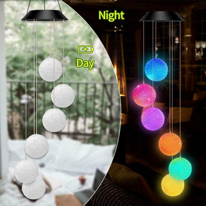 Colour Changing Hanging Wind Chimes Solar Powered LED Garden Ball Outdoor A7V1