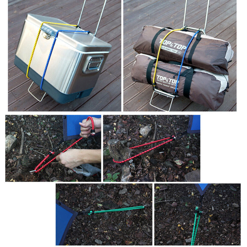 6pcs Portable Elastic Tent Bungees Fixing Rope Clothesline Camping Bungee Cords