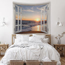 Window Beach Hanging Tapestry Wall Background Cloth Home Decor (100x75cm)