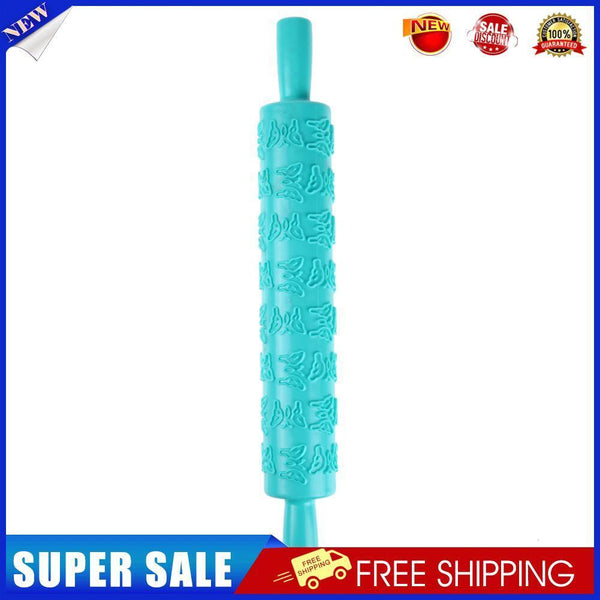 Rolling Pin Pattern Baking Tool Fondant Embossed Mold Cake Deco(Water Blue)