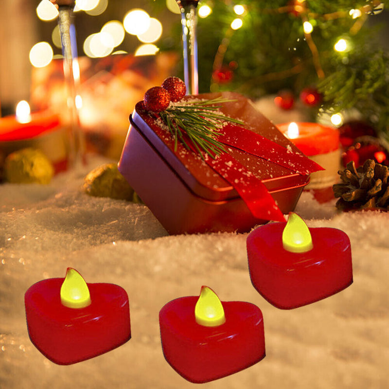 24pcs LED Tealight Candles Lamp Romantic Wedding Party Home Decor (Red)