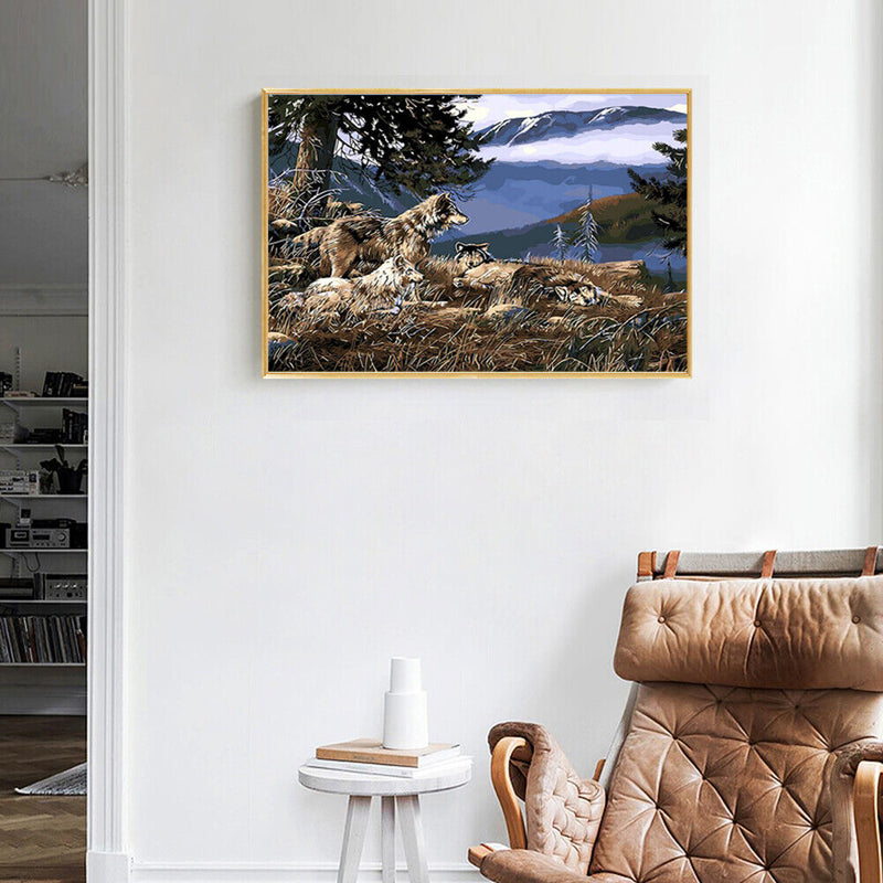 DIY Digital Painting By Numbers Kits Modern Wolf Frameless Canvas Color Pictu