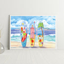 Oil Paint by Numbers Christmas Surfboard Canvas Artwork Living Room Picture Kit