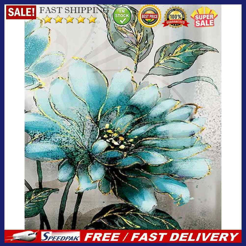 DIY Digital Picture Blue Flowers Frameless Painting By Number Set Handicraft