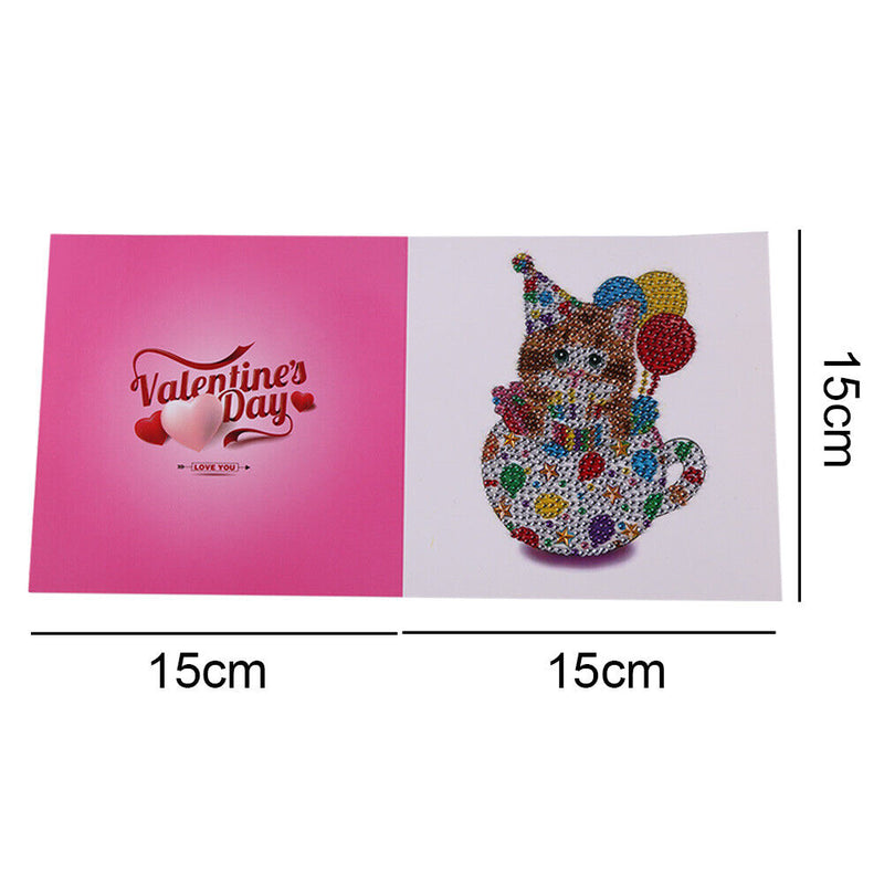 Greeting Cards Cat Special Shaped Bright Diamond Painting DIY Kit (KP005) Newly
