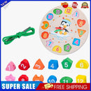Cartoon Clock Animal Wooden Beaded Geometry Jigsaw Puzzle Smart Game Kids
