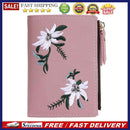 Flowers Embroid Women Short Wallets PU Leather Coin Card Holder Clutch/Pink