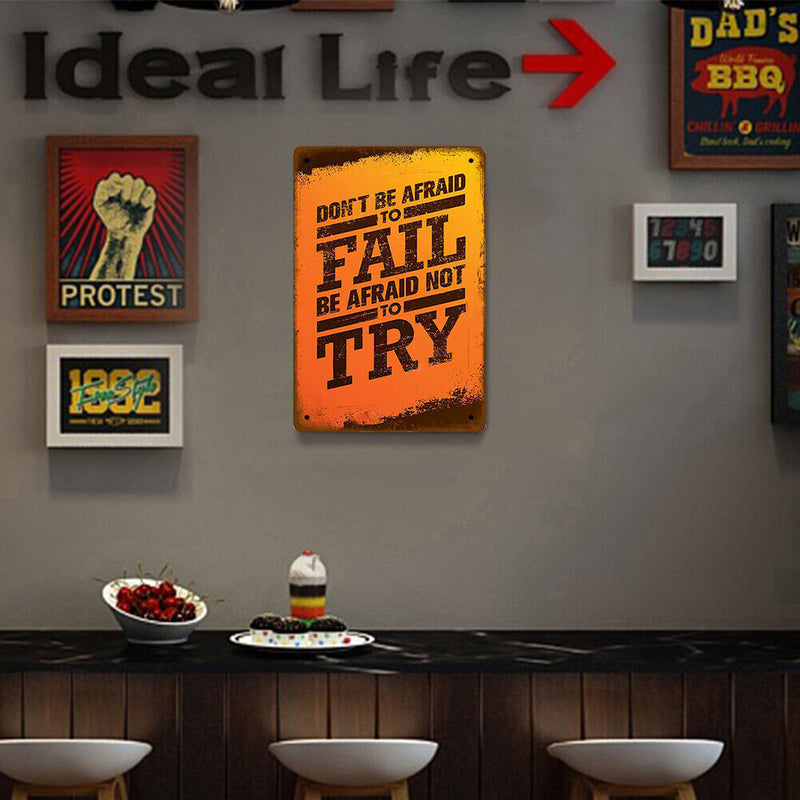 Fall Try Retro Metal Plate Tin Sign Plate for Bar Pub Club Cafe Iron Paintings