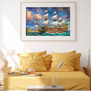 sailboat Diamond Painting Full Round Rhinestone Wall