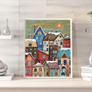 Snow Village Oil Painting By Numbers DIY Frameless Art Picture On Canvas