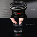 2 in 1 Lens Universal Clip 37mm Cell Phone Lens 0.45x 49UV HD Lens (Black) Newly