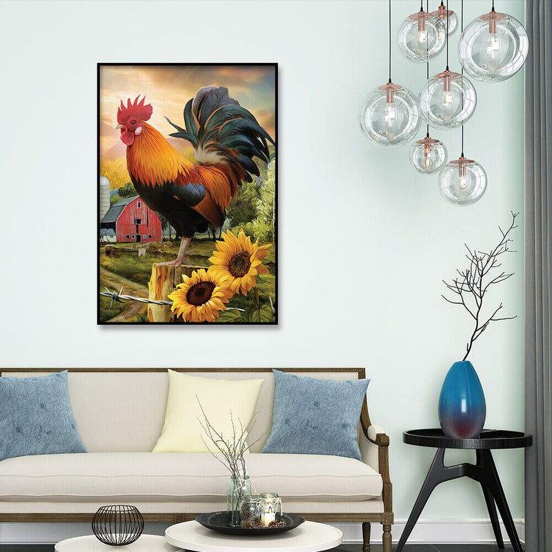 Rooster Sunflower Full Round Diamond Painting 5D DIY Pictures Rhinestone Drawing