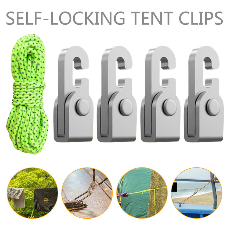 Outdoor Automatic Lock Hook Set with Rope Fast Locking Kit Secure Tighten Lock