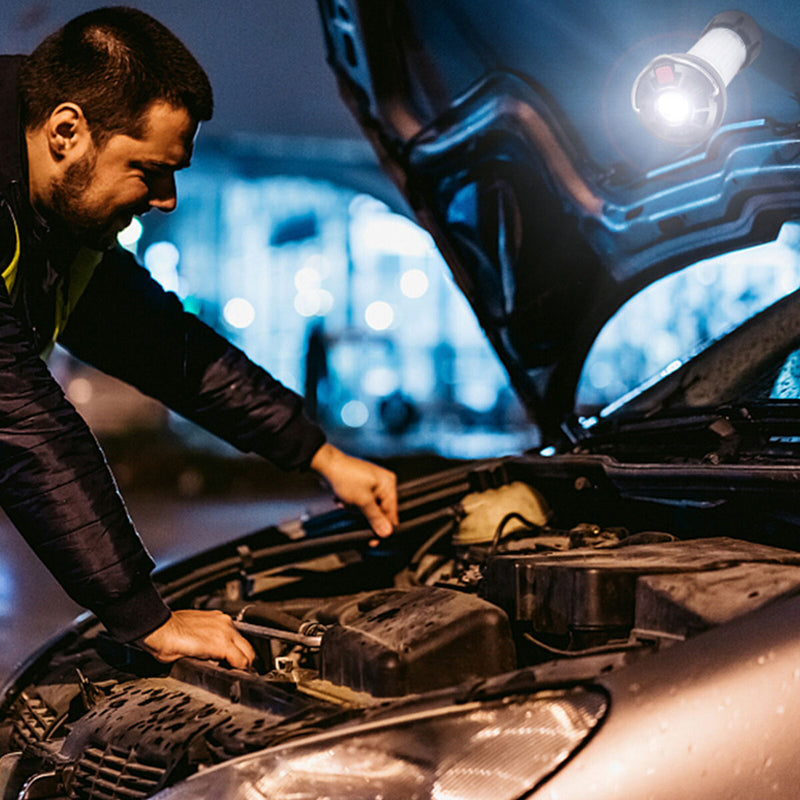 Magnetic Base Flashlight with Tripod Built-in Battery USB Camping Emergency Lamp