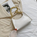 Women Alligator Pattern Pure Color Underarm Bag Casual Thick Chain PU Handbags