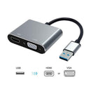 USB to HDMI-Compatible VGA 3.5mm Audio Adapter 3 in 1 Converter for Computer TV