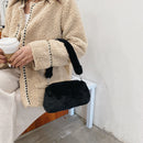 Portable Plush Shoulder Handbag Women Animal Print Underarm Bag Purse (1)